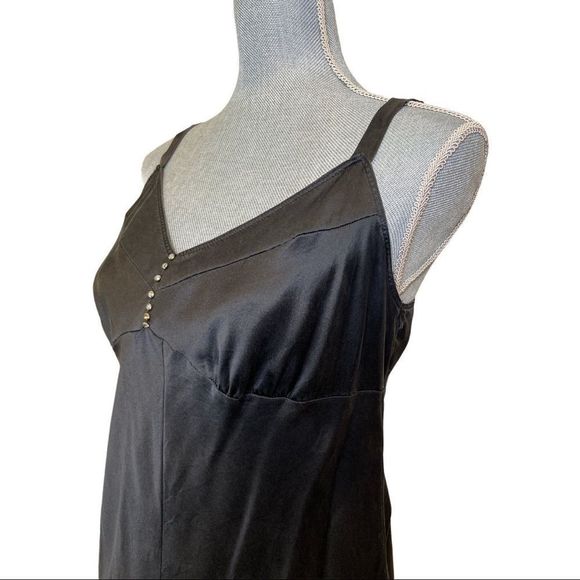 Vintage 90’s Y2K Black Silk Rhinestone Tank Top Shell Anne Klein - Picture 2 of 9
